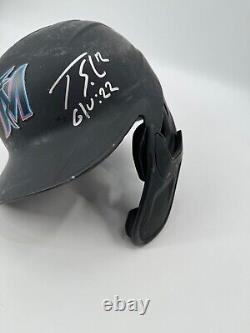 Jorge Soler Miami Marlins Signed Game Used Batting Helmet Mlb Hologram Coa Insc