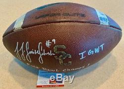 JuJu Smith-Schuster signed USC Game Used Football inscribed Rose Bowl Champs