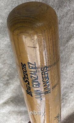 Juan Gonzalez Signed Game Used Early Years Texas Rangers Bat Rawlings Inscribed