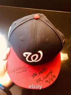 Juan Soto Historic Game Used Cap Sept 11, 2018 Inscribed Signed MLB Holo Rookie