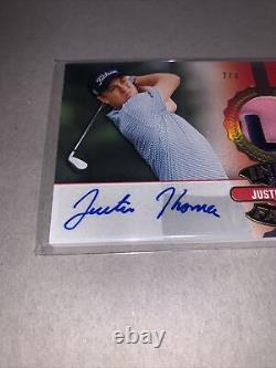 Justin Thomas Sp Game Used Golf Inked Rookie Fabrics Auto Patch RC #d /3 Signed