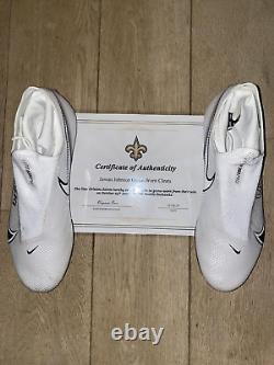 Juwan Johnson game used & signed cleats NFL New Orleans Saints