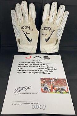 Kareem Hunt autographed game used gloves NFL Cleveland Browns PSA and LOA