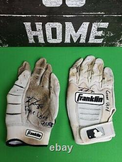 Kevin Kiermaier Rays Autographed Signed Game Worn Used Batting Gloves LOA