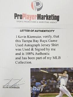 Kevin Kiermaier Tampa Bay Auto Signed Game Used Worn Jersey Shirt Player LOA