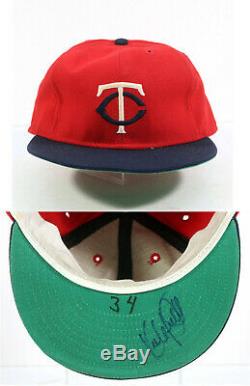 Kirby Puckett MID 80's Signed Twins Game Used Hat Cap Rookie Era Psa Loa