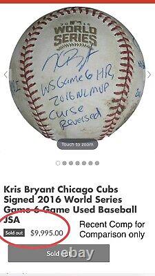Kris Bryant Signed Game Used 2016 World Series Ball Ticket Game 5 Psa Fanatics