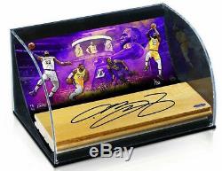 LEBRON JAMES Autographed LA Lakers Game Used Floor Curve Display UDA LE 6/23