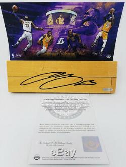 LEBRON JAMES Autographed LA Lakers Game Used Floor Curve Display UDA LE 6/23
