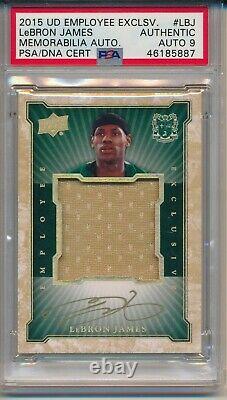 LeBron James GOLD INK PSA 9 AUTO Game Used Jersey Relic 2015 Upper Deck Emp. Exc