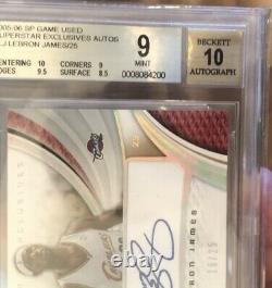 Lebron James 2005 UD Game Used Superstar Exclusive Auto 16/25 BGS 9/10.10 Center