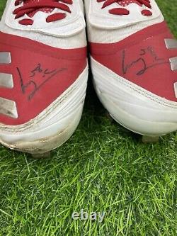 Luis Castillo Cincinnati Reds Game Used Worn Cleats Red 2021 Signed