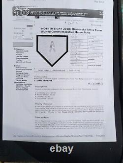 MINNESOTA TWINS HOMEPLATE TEAM Signed WithJOE MAUER Metrodome MLB CERT Game Used