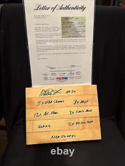 Magic Johnson Signed Game Used Lakers Forum Floor Board Multiple Insc PSA/DNA