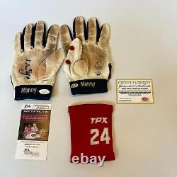 Manny Ramirez Signed 2005 Game Used Batting Gloves (Pair) & Wristband JSA COA