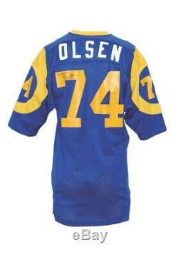 Merlin Olsen 1975 Signed Game Used Worn Los Angeles Rams Jersey Grey Flannel Loa