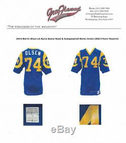 Merlin Olsen 1975 Signed Game Used Worn Los Angeles Rams Jersey Grey Flannel Loa