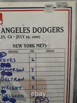 Mets vs Dodgers Grady Little Signed Game Used Lineup Card Steiner 7/19/2007