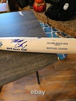 Michael Chavis Red Sox/pirates Signed Game Used Bat Coa