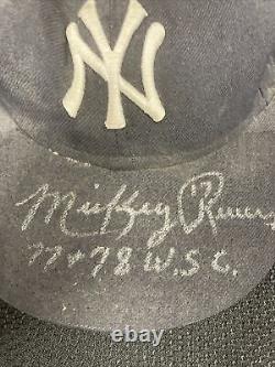 Mickey Rivers signed and inscribed game used Yankees cap