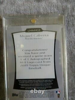 Miguel Cabrera MLB LogoMan game used, only 1 on ebay and autograph numbered 1/1
