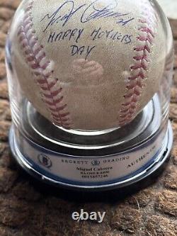 Miguel Cabrera Signed Game Used Mothers Day Baseball MLB Auth Beckett Encaps