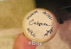 Miguel Cabrera signed autographed game used bat Warstic coa mlb sticker