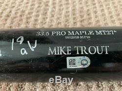 Mike Trout GAME USED 2019 CRACKED BAT autograph SIGNED Angels MVP Season MATCHED