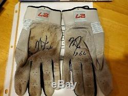 Mike Trout Game Used Worn Dual Signed Batting Gloves 2019 Auto Pair Anderson COA