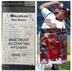 Mike Trout Signed Game Used 2008 Millville High Baseball Lineup Card Beckett 10
