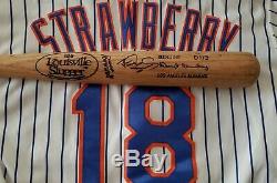 NY Mets LA Dodgers Darryl Strawberry Signed Game Used Bat LS D113 AUTO withCOA
