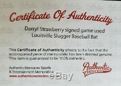 NY Mets LA Dodgers Darryl Strawberry Signed Game Used Bat LS D113 AUTO withCOA