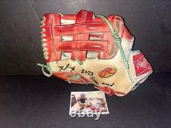 Nelson Rada Los Angeles Angels Auto Signed 2023 Game Used Fielding Glove