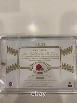 Nick Chubb 2020 Panini Flawless Game Worn Patch On Card AUTO 6/15 Browns SSP