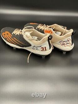Orioles Cedric Mullins SIGNED GAME WORN CLEATS w Game Used Inscription Beckett