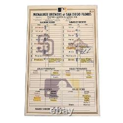 Orlando Arcia Signed Mlb Debut Game Used Lineup Card Padres Brewers 8/2/16 Auto