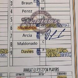 Orlando Arcia Signed Mlb Debut Game Used Lineup Card Padres Brewers 8/2/16 Auto
