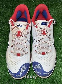 Ozzie Albies Atlanta Braves 2021 4th of July Game Used Cleats Signed Beckett COA