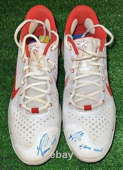 Ozzie Albies Atlanta Braves 2021 Game Used Cleats Signed & Inscribed Beckett COA