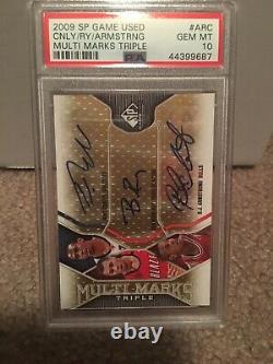 PSA 10 Pop 1 Gem 2009 SP Game Used Mike Conley/Brandon Roy/Armstrong Triple Auto