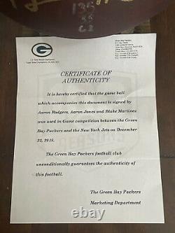 Packers 2018 Game Used Football Wilson Signed Ball COA Aaron Rodgers & A. Jones