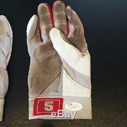 Pair Of Albert Pujols Signed Game Used Batting Gloves With 2 JSA COA's