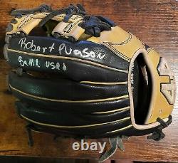 ROBERT PUASON OAKLAND A'S Signed Auto Autograph GAME USED FIELDING GLOVE