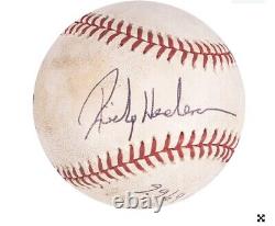 Rickey Henderson signed Autograph game used hit ball 2969