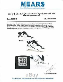 Rockets Charles Barkley Signed 1996-97 Game Used Nike Air CB4 Shoes PSA & Mears