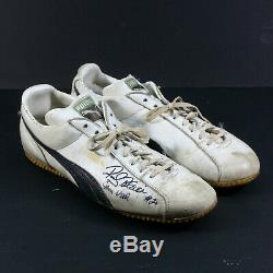 Rocky Bleier Signed Inscribe Game Used Worn Pittsburgh Steelers Puma Turf Shoes