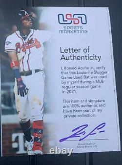 Ronald Acuna Jr. Atlanta Braves Game Used Bat 2021 Mothers Day Signed MLB