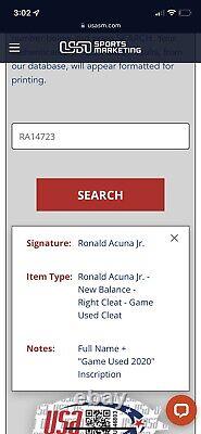 Ronald Acuna Jr. Atlanta Braves Game Used Cleats 2020 Full Name Signed LOA