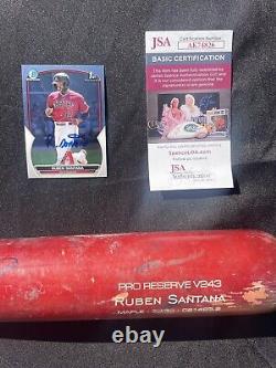 Ruben Santana Player Game Used Bat Signed Louisville Slugger RA13 JSA DBACKS