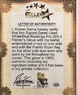 Ruben Sierra Signed Game Used Glove 4X All-Star, Rangers, Yankees, A's